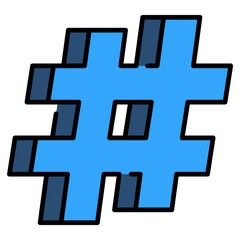 Fototapeta premium Hashtag Filled Line Icon minimalist vector illustration ,simple transparent graphic element .Isolated on white background