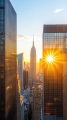 Sunset Radiance Capturing the Golden Hour Over New York City's Skyline