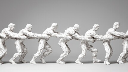 Obraz premium Dynamic Sculpture Depicting Human Strength and Teamwork in Motion Captured in Stunning Detail