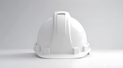 Fototapeta premium Isolated white construction helmet in a mockup style, front-facing and centered against a clean white background. Ideal for projects focused on safety, construction, and industrial design