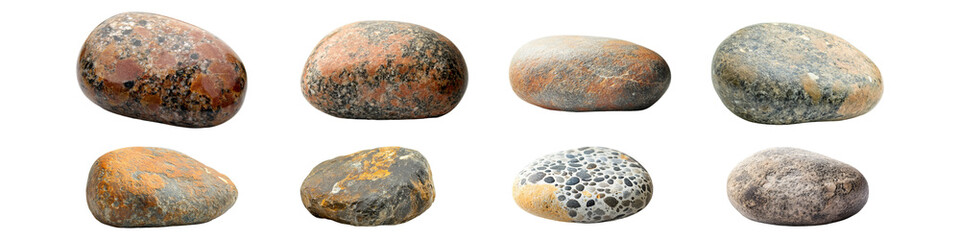 Smooth River Stones in Varied Colors and Textures