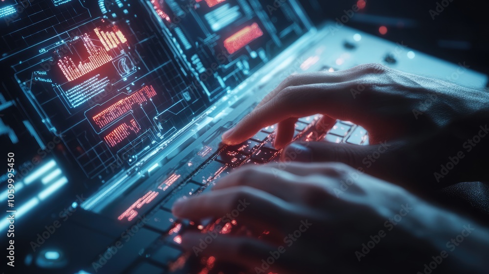 Poster exploring the digital realm the art of coding and data manipulation in a high-tech environment