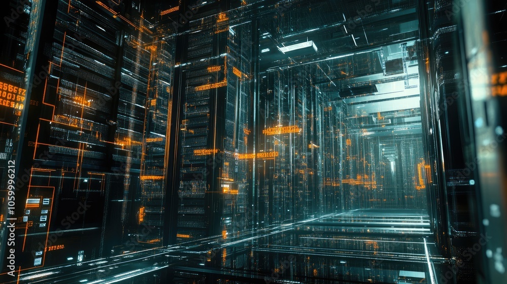 Aufkleber exploring the depths of digital infrastructure a journey through a futuristic data center