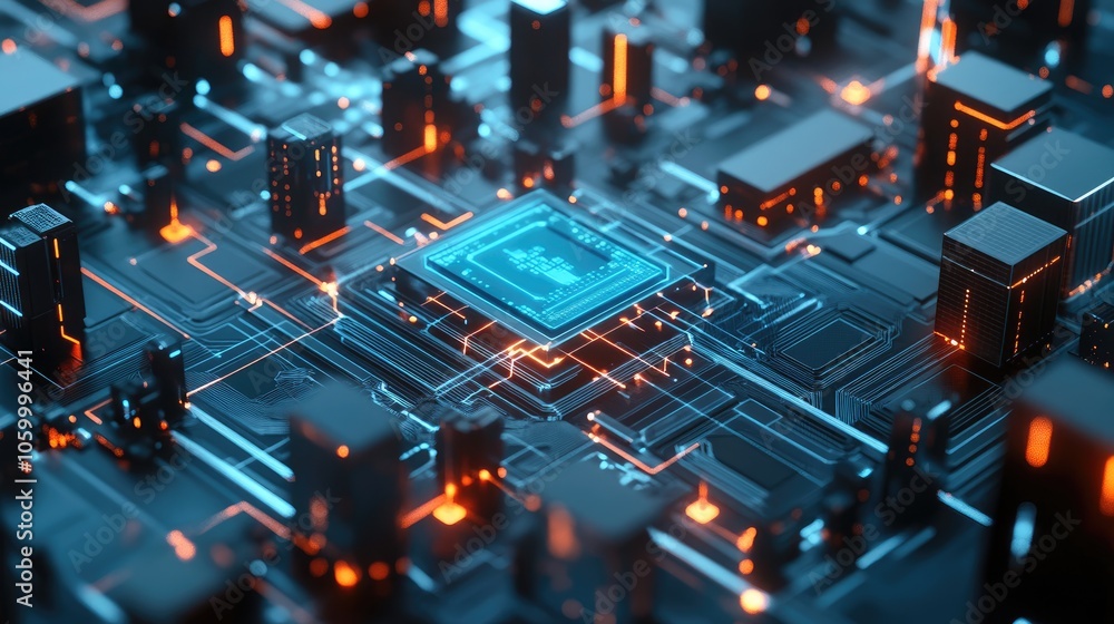 Poster exploring the intricate design of a futuristic circuit board a glimpse into advanced technology and 