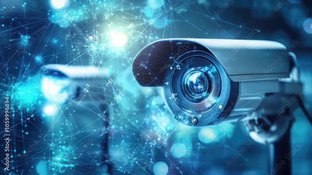 Poster surveillance technology exploring the impact and innovations of modern security cameras in a data-dr