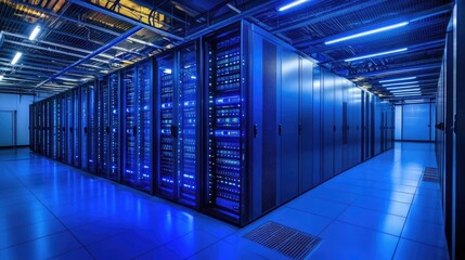 Fototapeta premium Exploring the high-tech world of data centers a glimpse into modern computing infrastructure