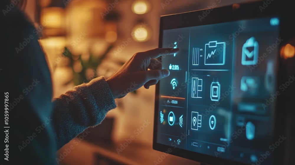 Poster exploring the future of interactive technology touchscreen interfaces revolutionizing user experienc