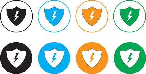 Set of security shield icons, security shields logotypes with check mark and padlock. Security shield symbols. Vector illustration.Shield check mark icon or security shield protection icon 