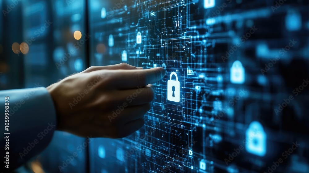 Poster exploring the intersection of technology and security the role of digital locks in modern data prote