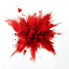 Abstract explosion of red paint on a colorful background
