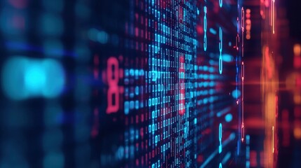 Fototapeta premium Exploring the Intricacies of Digital Data Visualization with Vibrant Binary Patterns and Colors