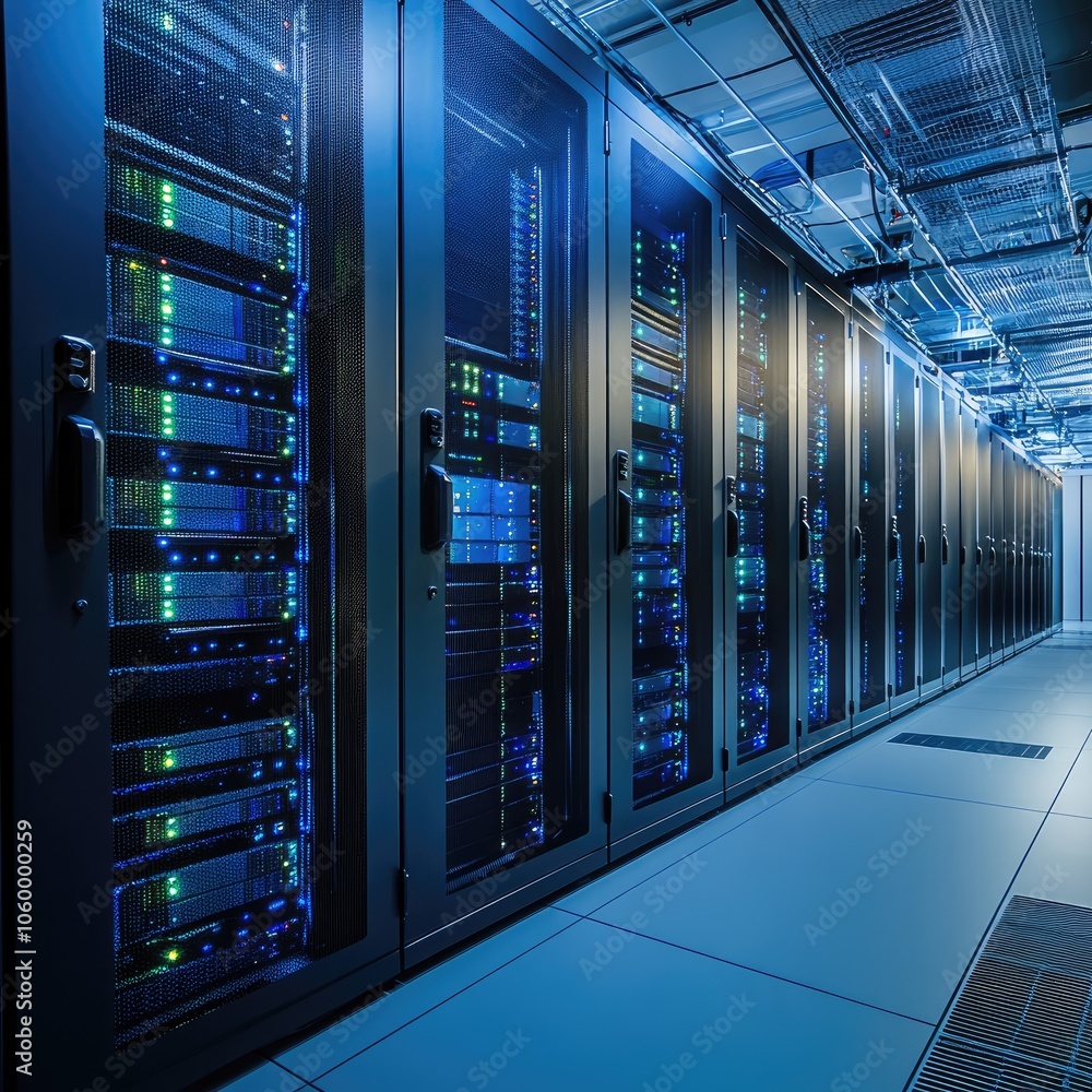 Poster exploring advanced data center technology the backbone of modern connectivity and cloud services
