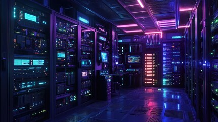 Exploring the vibrant world of data centers a glimpse into high-tech infrastructure and neon aesthetics