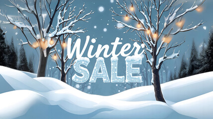 Winter sale banner, vector illustration Intricate, Sharp Focus, Concept Art, Artstation