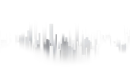 Obraz premium Abstract Minimalistic Gray Skyline Blur on white and transparent background. PNG