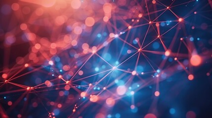 Fototapeta premium Abstract Pink and Purple Digital Network Background with Glowing Connections