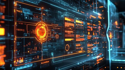 Obraz premium A Glowing Success Roadmap Displayed on a Futuristic Digital Interface