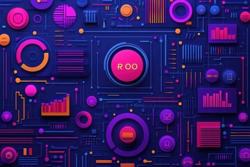 Obraz premium Dynamic Geometric Shapes and Data Visualization in Vibrant Colors for Modern Design Projects