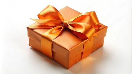 Obraz premium A Festive Gift Box Decorated with a Lush Orange Ribbon Bow, Symbolic of Celebration and Joy