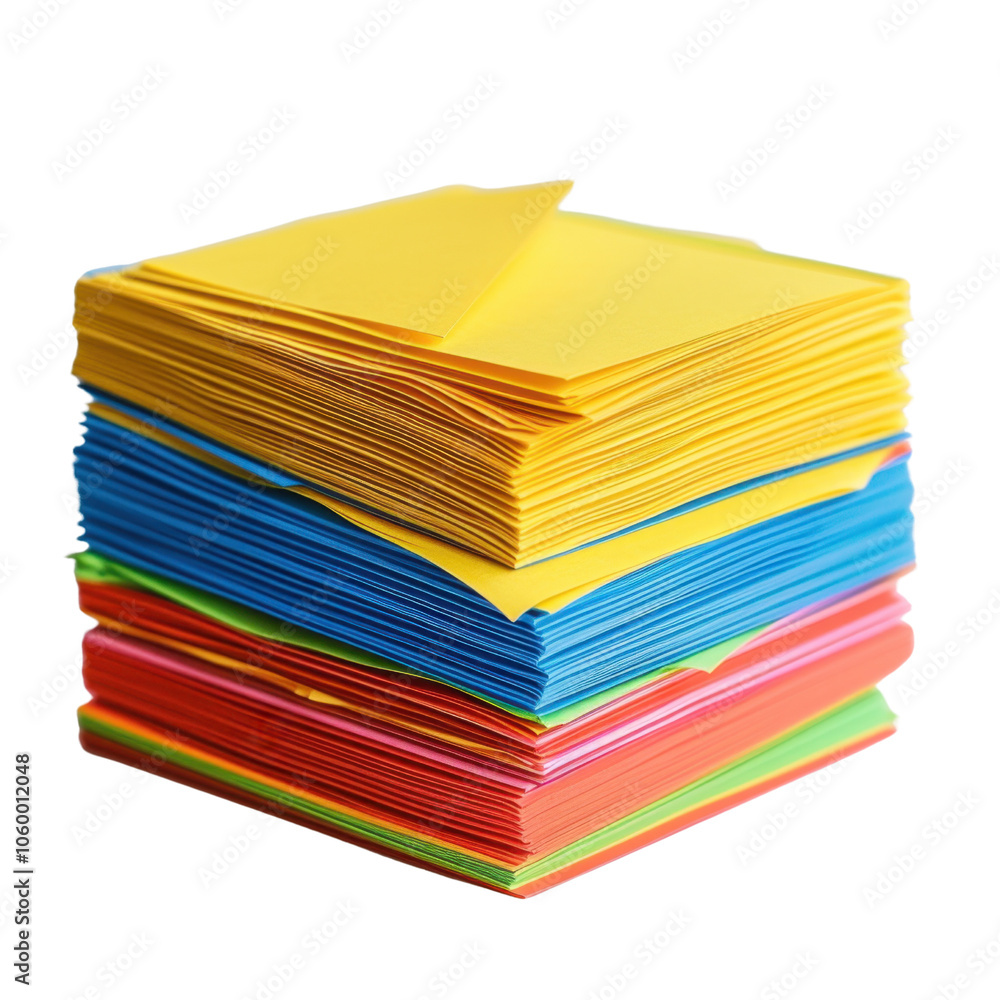 Poster colorful stack of notebooks and paper sheets