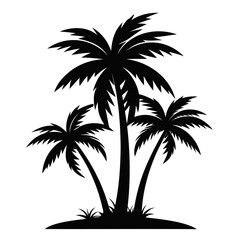 Fototapeta premium Highly Detailed Palm trees black silhouette Vector illustration isolated on a transparent background