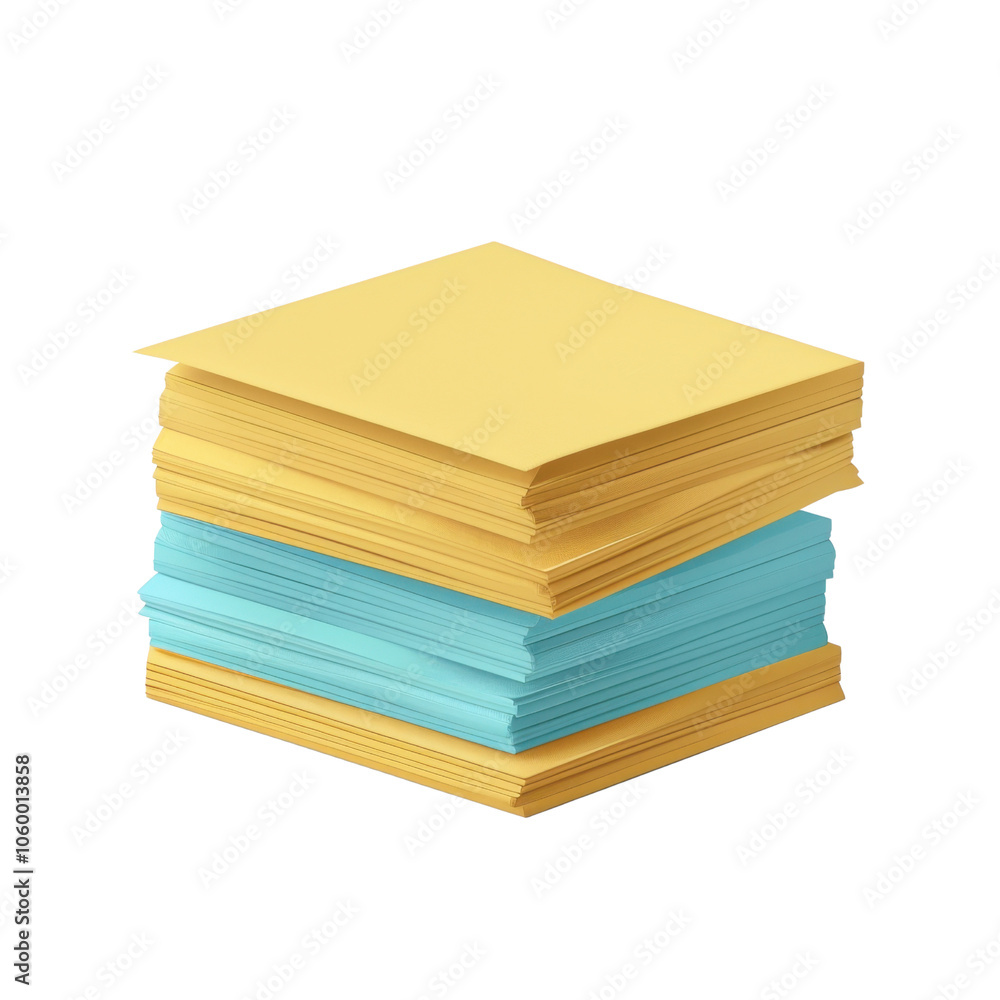 Poster stack of colorful sticky notes on a white background