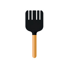 Modern Black Kitchen Fork with Wooden Handle