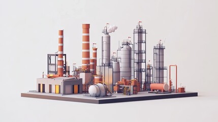Obraz premium Petrol refinery isolated on white background