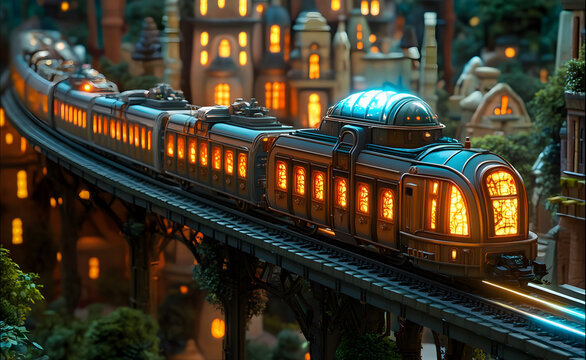 Eberron magic arcane hover rail train cars.