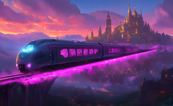 Eberron magic arcane hover rail train cars.