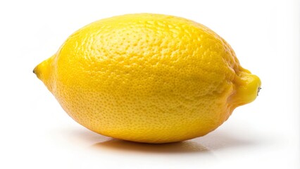 A Single Lemon with a Smooth, Shiny Skin and a Slight Curve, Resting on a White Background