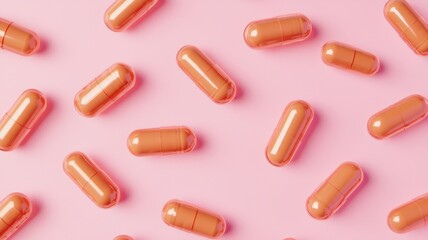 Collagen capsules gracefully floating in mid-air, perfect for showcasing your text or brand message.