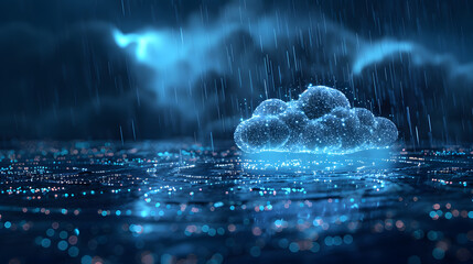 Obraz premium Flow of data in the future digital rain and cloud computing
