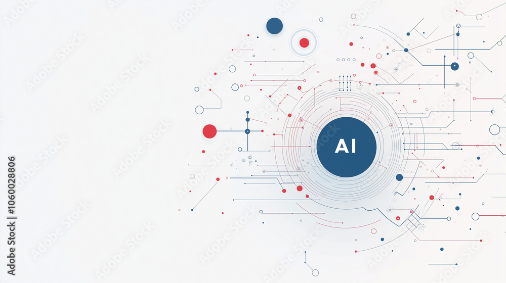 Poster abstract background with digital elements and text ai on a white backdrop, a technology concept for 