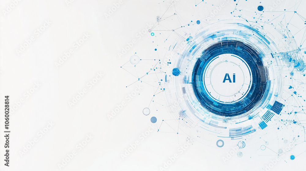 Poster abstract background with digital elements and text ai on a white backdrop, a technology concept for 