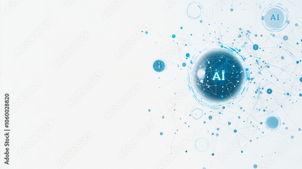 Poster abstract background with digital elements and text ai on a white backdrop, a technology concept for 