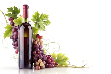 Obraz premium Elegant wine label with a minimalist design featuring a stylized vine and grape cluster, modern, wine bottle, label, elegant