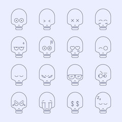 Collection of skulls with funny expressions