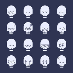 Collection of skulls with funny expressions