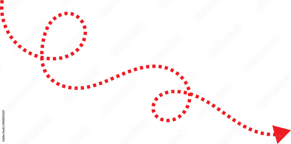 Poster squiggle line dashed arrow. dash curved vector editable stroke arrow. isolated on white background. 