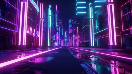 Neon Cityscape: A Futuristic Urban Scene