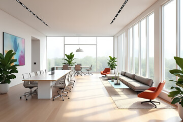 Fototapeta premium modern white business office with lots of light