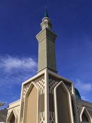 Madinatul Iman Mosque or Balikpapan Islamic Center Mosque with Middle Eastern style dome and tower architecture at Balikpapan-east kalimantan