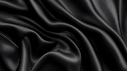 Obraz premium Smooth black satin fabric with elegant, flowing folds.