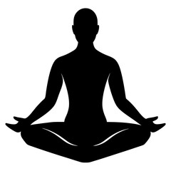 Meditation on silhouette in vector illustration on a white background