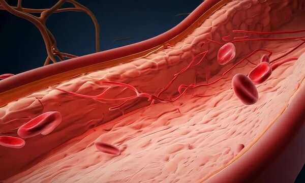 Cell blood flows in blood vessels【4K】
