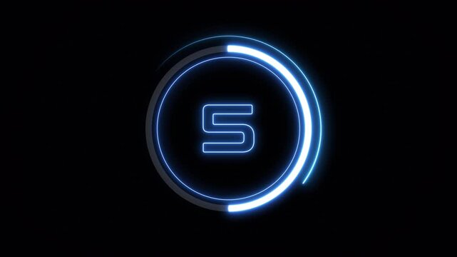 Countdown 10 second technology digital neon led light game timer animation background