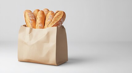 Kraft paper bakery bag mockup bread food accessories.