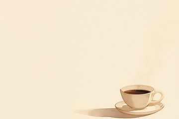Obraz premium 白いシンプルな背景と珈琲の入ったコーヒーカップ