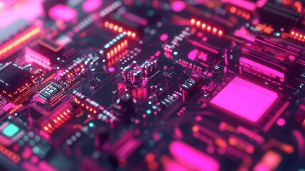 Obraz premium Close-up View of Colorful Circuit Board Design